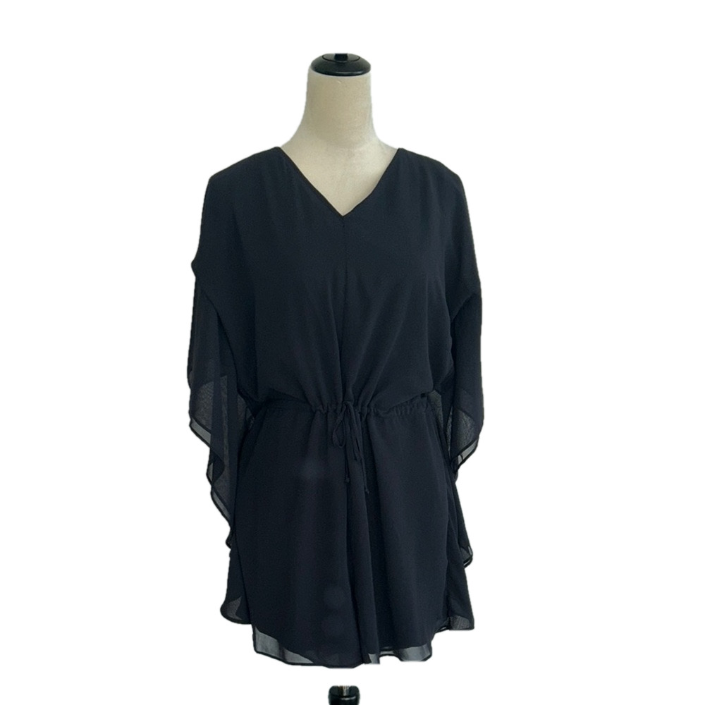 Chic Black Sheer Romper: Size Medium